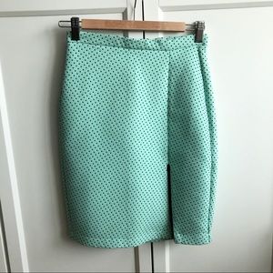 Zara Scuba Polkadot Pencil Skirt with Zip Slit